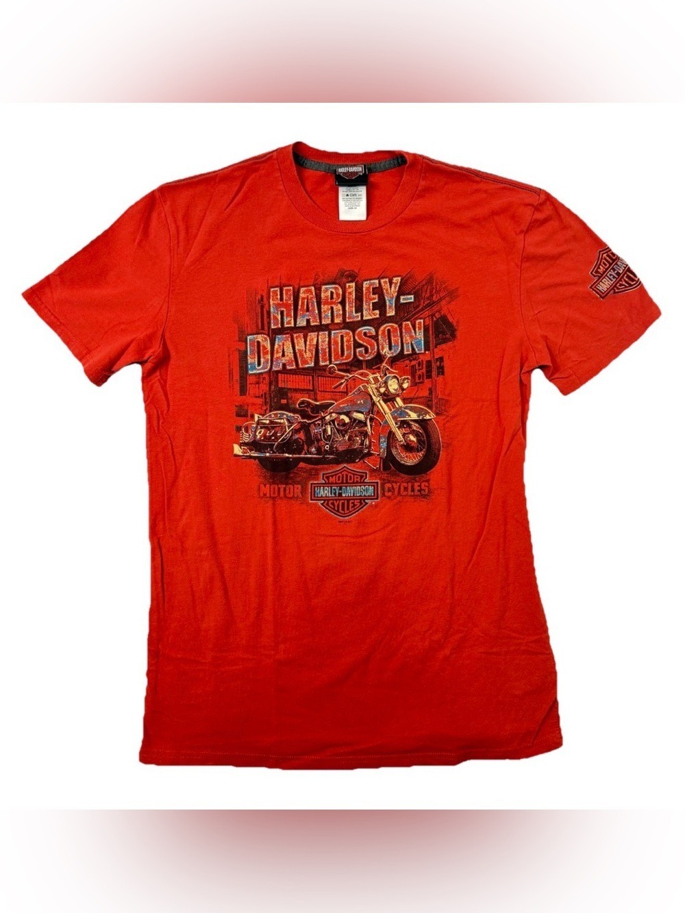 Harley Davidson Motorcycles Shirt Sz M Red American Eagle Denton County Texas